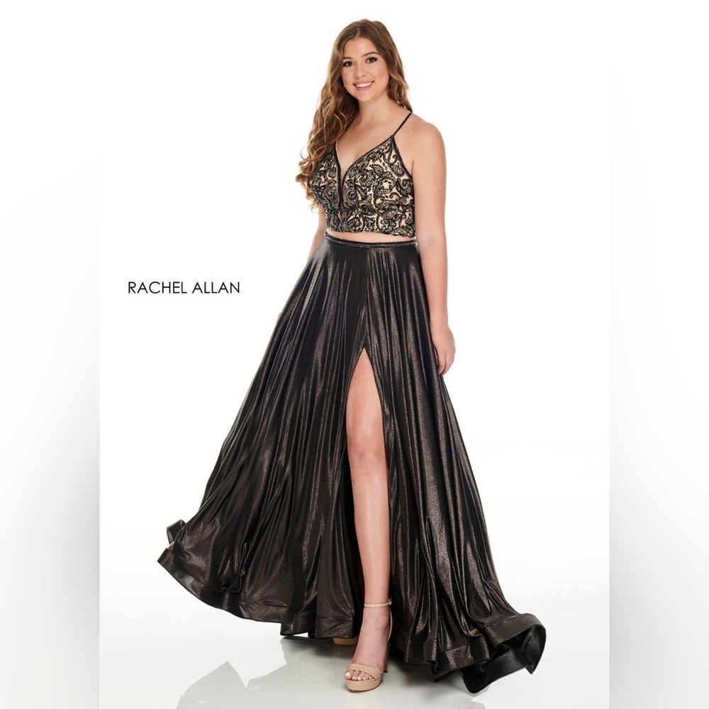 Rachel Allan Metallic Black Dress